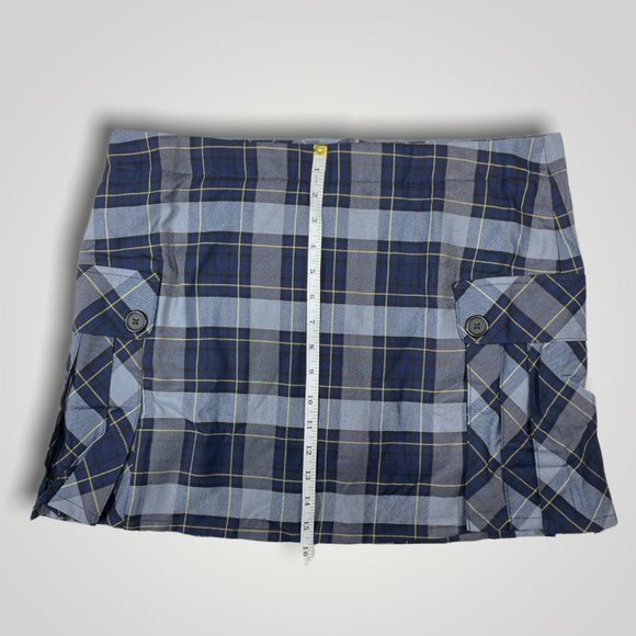 Land's End Plaid Navy Side Pleat Skirt  Skort Junior Misses Size 13 - Picture 10 of 13